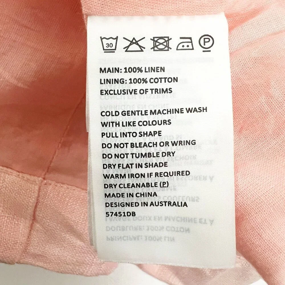 Bardot Mimi Cutout Dress 100% Linen Mini Women's Size US6 Soft Pink Puff Sleeves - Picture 7 of 15